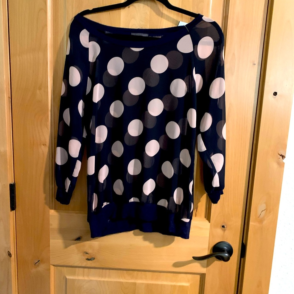 Blue with white polka dots West Kei Blouse